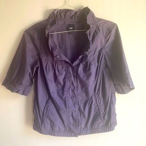♣️ 3/$20 GAP navy 3/4 sleeve ruffle snap front cropped jacket